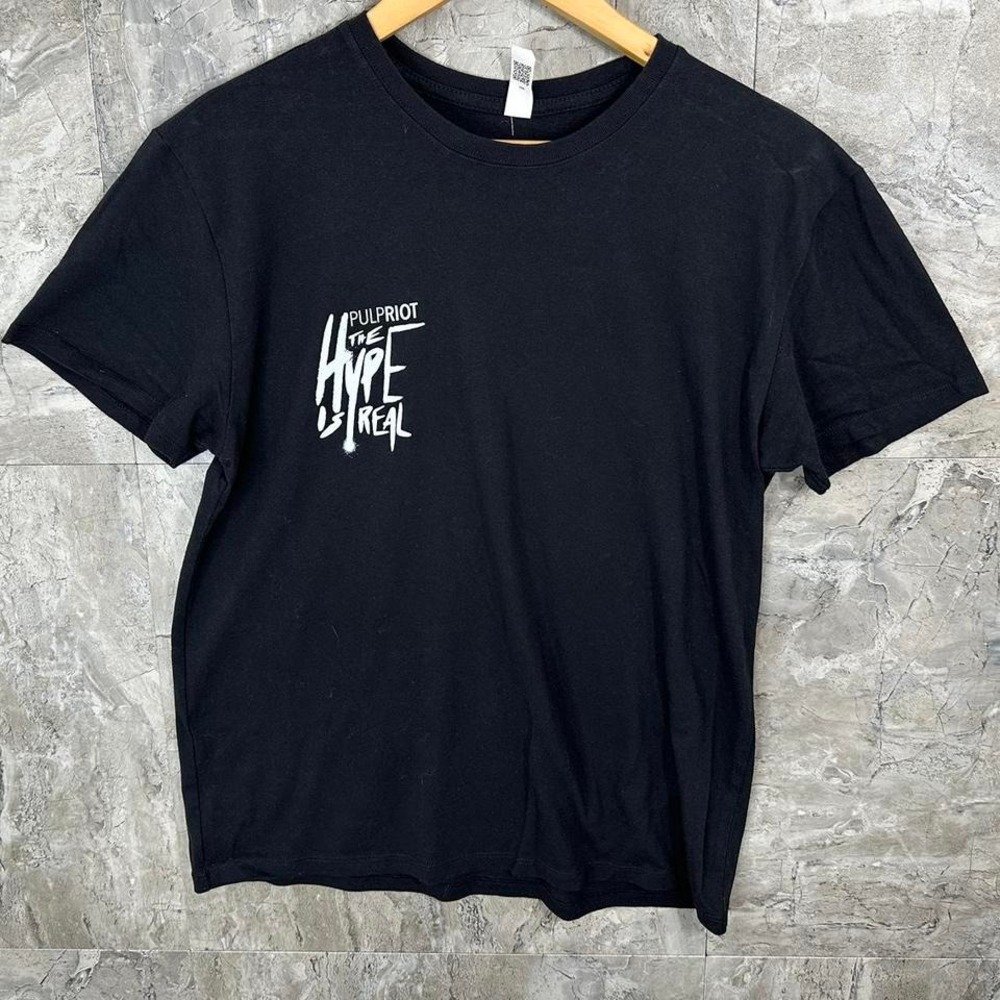 Black‎ and white "The Hype Is Real" cotton T-shirt #streetwear Men's Large
